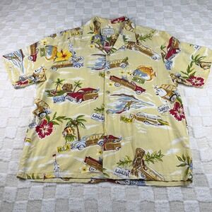 Kalaheo Hawaiian Shirt Mens L Aloha Surfboard Tiki Woodie‎ Car Vacation